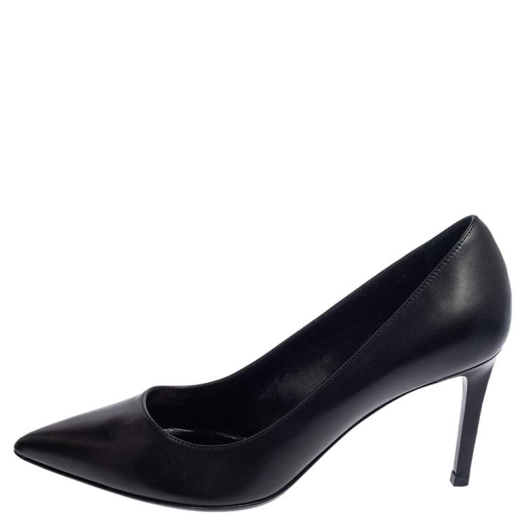 Pre Owned Saint Laurent Black Leather Anja Pointed Toe Pumps Size 37.5