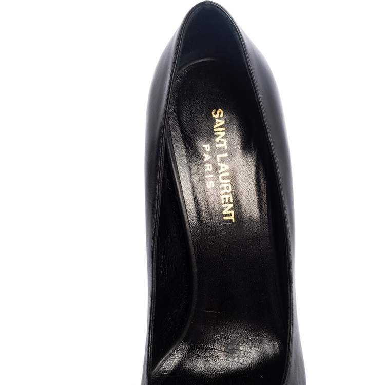 Pre Owned Saint Laurent Black Leather Anja Pointed Toe Pumps Size 37.5