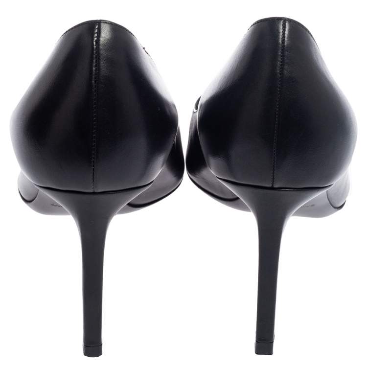 Pre Owned Saint Laurent Black Leather Anja Pointed Toe Pumps Size 37.5