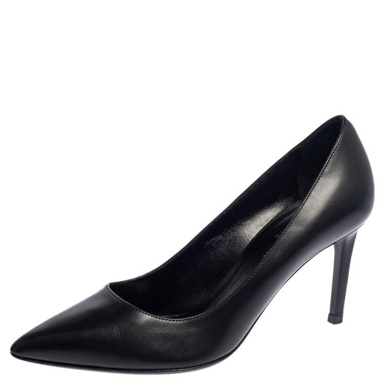 Pre Owned Saint Laurent Black Leather Anja Pointed Toe Pumps Size 37.5