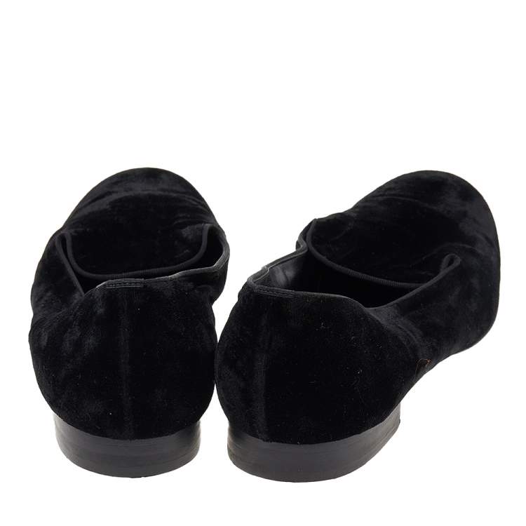 مملوكة مسبقًا Saint Laurent Black Velvet Slip On Smoking Loafers Size 41