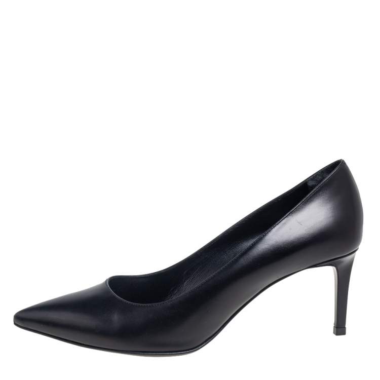 Pre Owned Saint Laurent Black Leather Anja Pointed Toe Pumps Size 39.5
