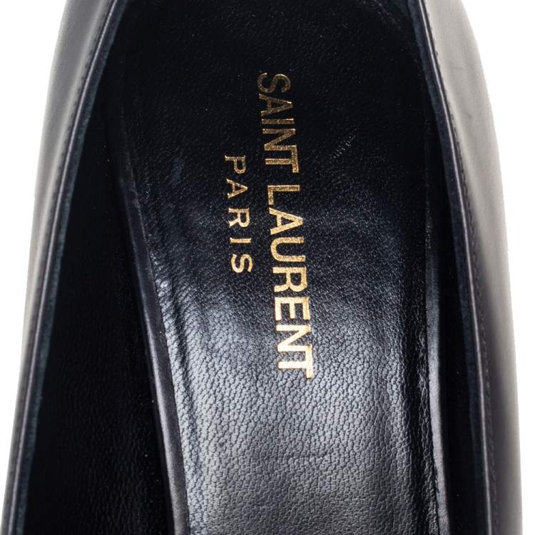 Pre Owned Saint Laurent Black Leather Anja Pointed Toe Pumps Size 39.5