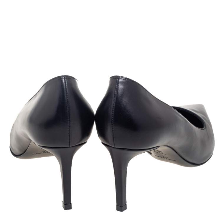 Pre Owned Saint Laurent Black Leather Anja Pointed Toe Pumps Size 39.5