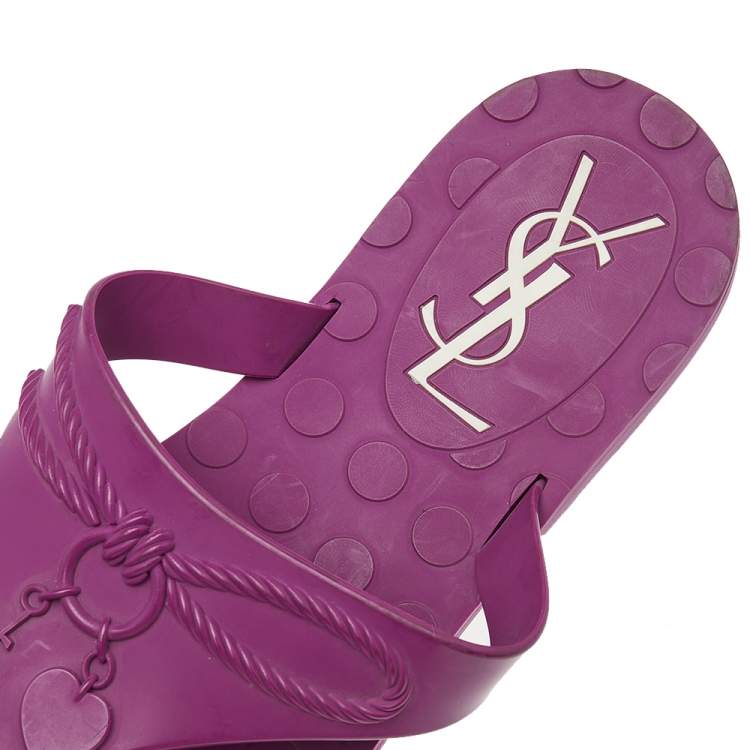 Pre Owned Saint Laurent Purple Rubber Thong Flats Size 40