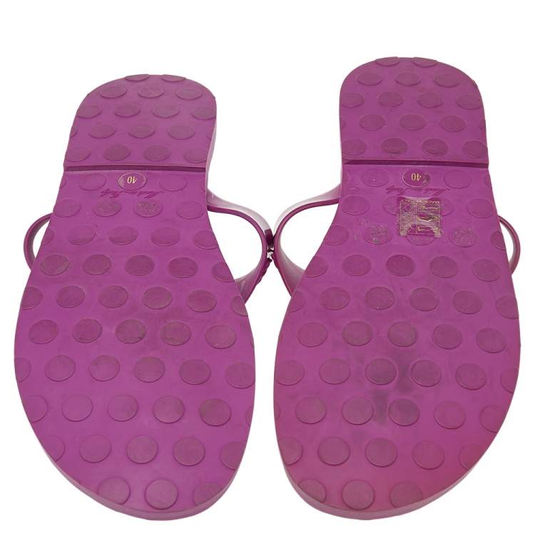 Pre Owned Saint Laurent Purple Rubber Thong Flats Size 40