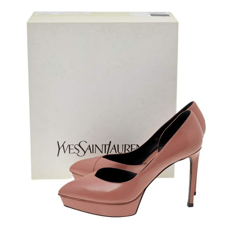 Pre Owned Saint Laurent Pink Leather Janis D'orsay Platform Pumps Size 37