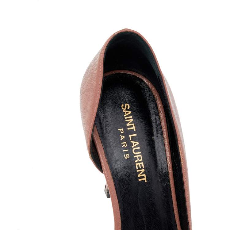 Pre Owned Saint Laurent Pink Leather Janis D'orsay Platform Pumps Size 37