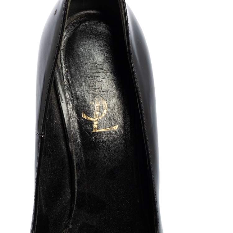 Pre Owned Saint Laurent Black Leather Tribtoo Platform Pumps Size 38