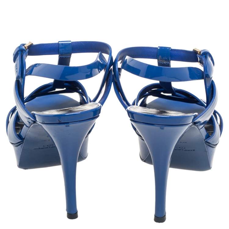 مملوكة مسبقًا Saint Laurent  Blue Patent Leather Tribute  Pumps Size 38