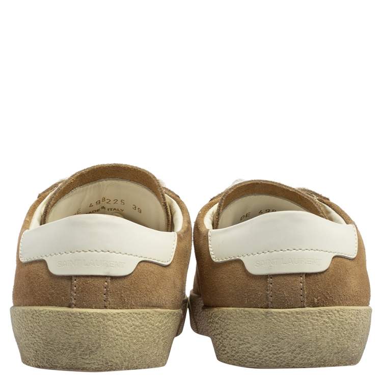 Pre Owned Saint Laurent Beige Suede Court Classic Low Top Sneakers Size 39