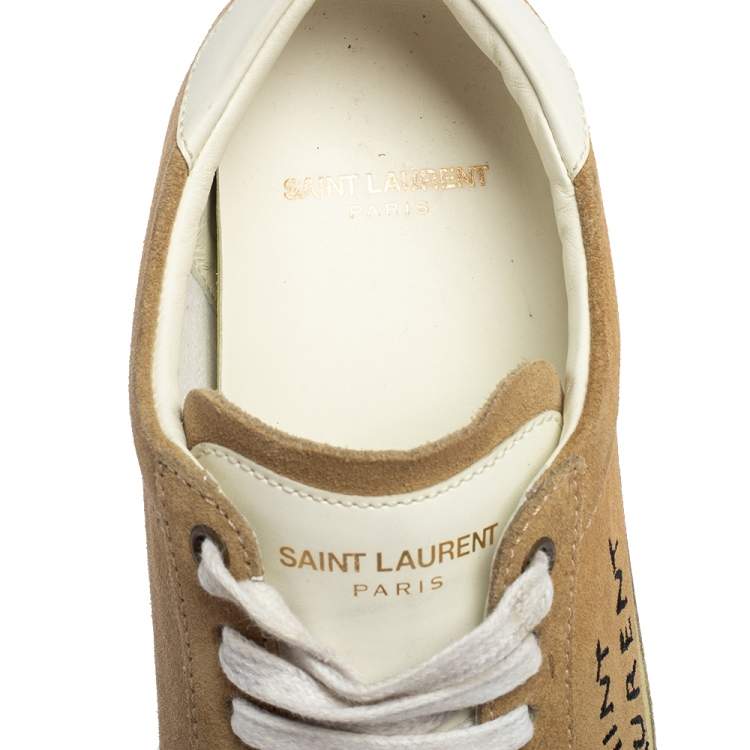 Pre Owned Saint Laurent Beige Suede Court Classic Low Top Sneakers Size 39