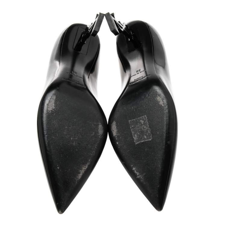 Pre Owned Saint Laurent Black Patent Leather Opyum Pointed Toe Pumps Size 39