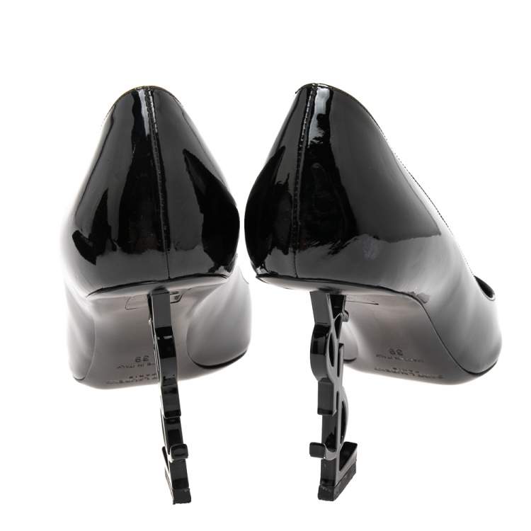Pre Owned Saint Laurent Black Patent Leather Opyum Pointed Toe Pumps Size 39