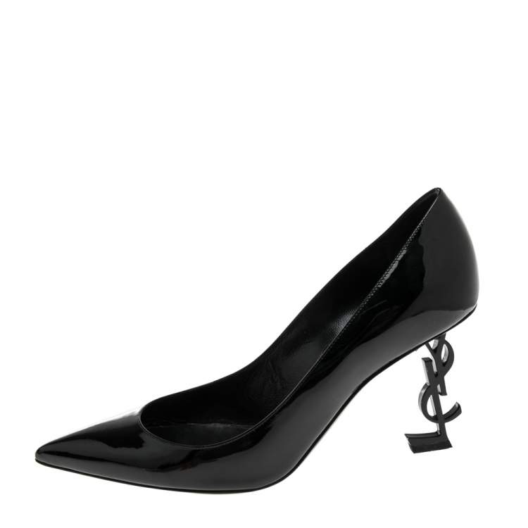 Pre Owned Saint Laurent Black Patent Leather Opyum Pointed Toe Pumps Size 39