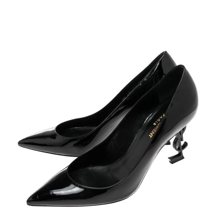 Pre Owned Saint Laurent Black Patent Leather Opyum Pointed Toe Pumps Size 39