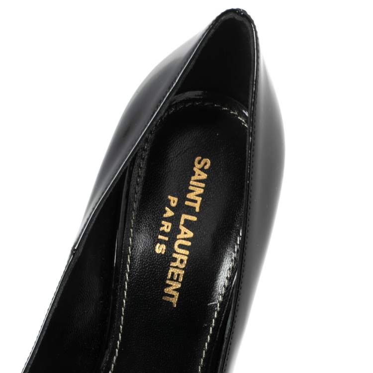 Pre Owned Saint Laurent Black Patent Leather Opyum  Pointed Toe Pumps Size 36.5
