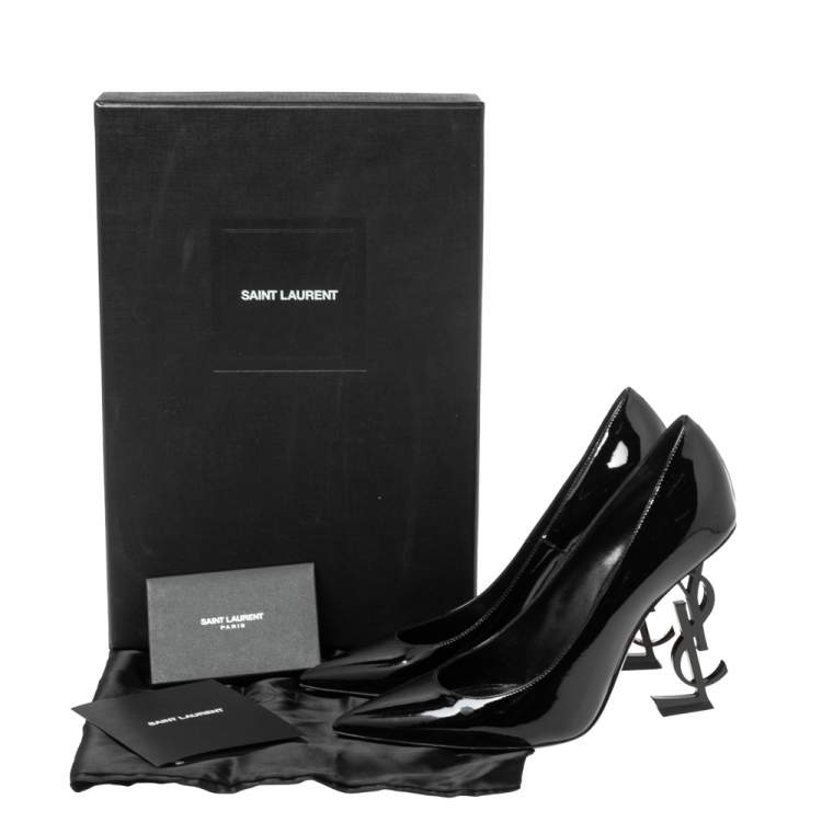Pre Owned Saint Laurent Black Patent Leather Opyum  Pointed Toe Pumps Size 36.5