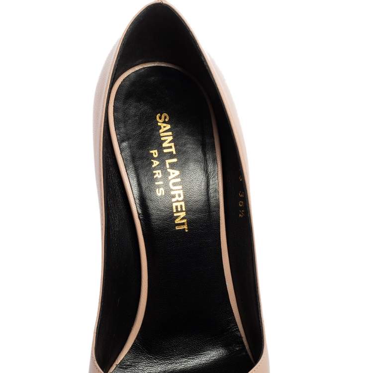 Pre Owned Saint Laurent Beige Leather Anja Pointed Toe Pumps Size 36.5