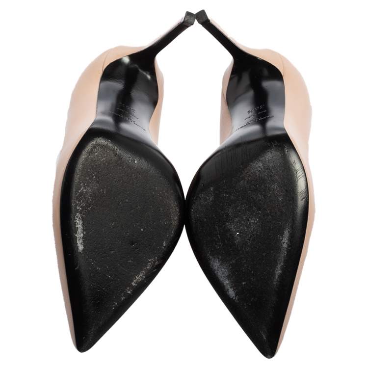 Pre Owned Saint Laurent Beige Leather Anja Pointed Toe Pumps Size 36.5