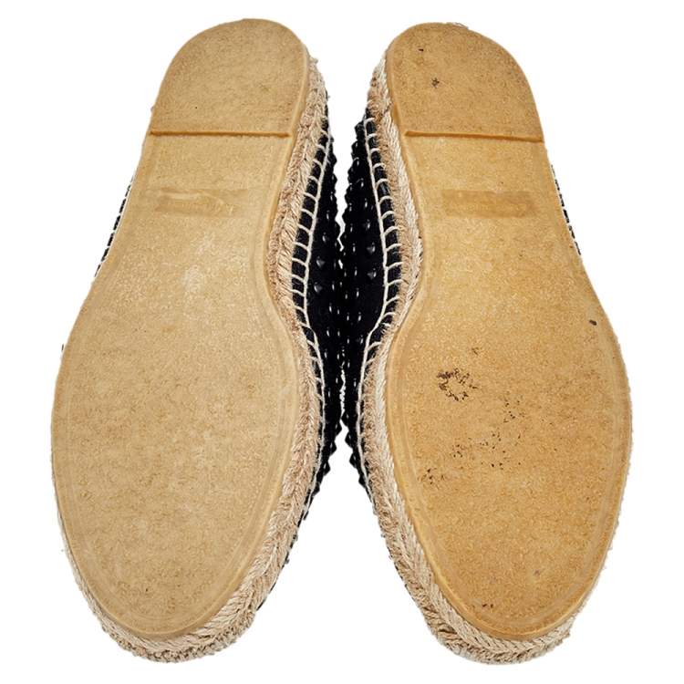 Pre Owned Saint Laurent Black Canvas Embellished Espadrilles Size 38