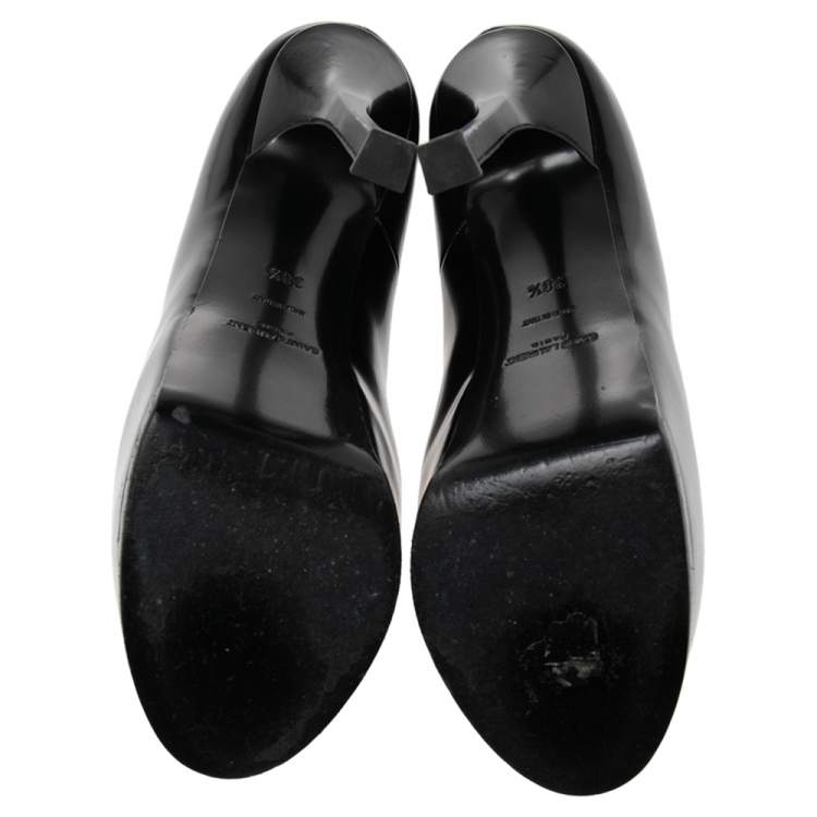 Pre Owned Saint Laurent  Black Leather Tribtoo Platform Pumps Size 38.5