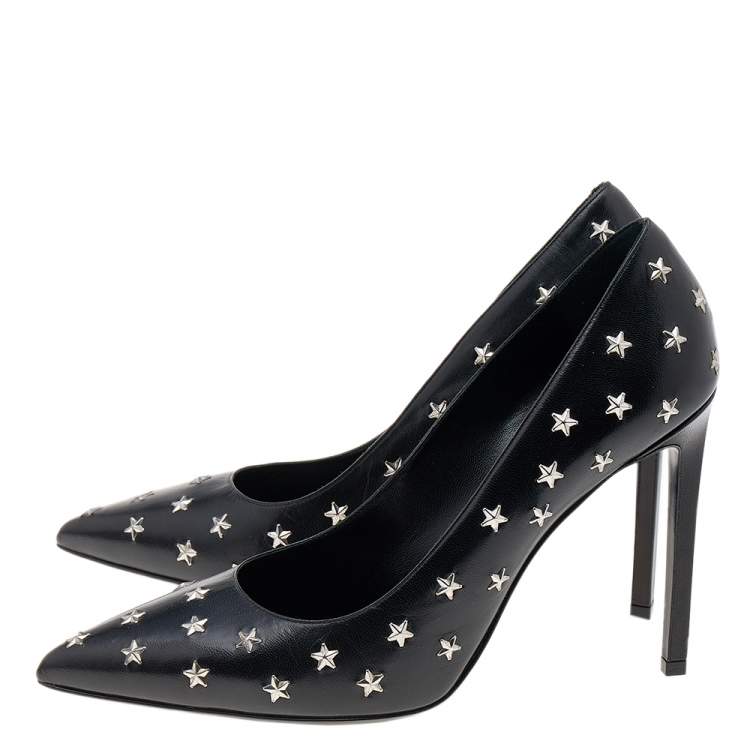 Pre Owned Saint Laurent Black Leather Pointed Toe Pumps Size 40