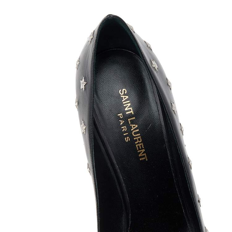 Pre Owned Saint Laurent Black Leather Pointed Toe Pumps Size 40