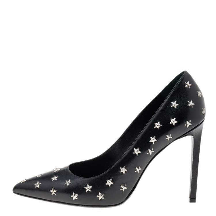 Pre Owned Saint Laurent Black Leather Pointed Toe Pumps Size 40
