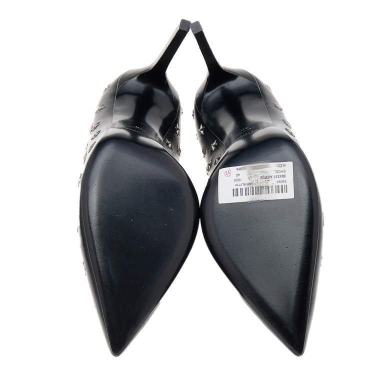 Pre Owned Saint Laurent Black Leather Pointed Toe Pumps Size 40
