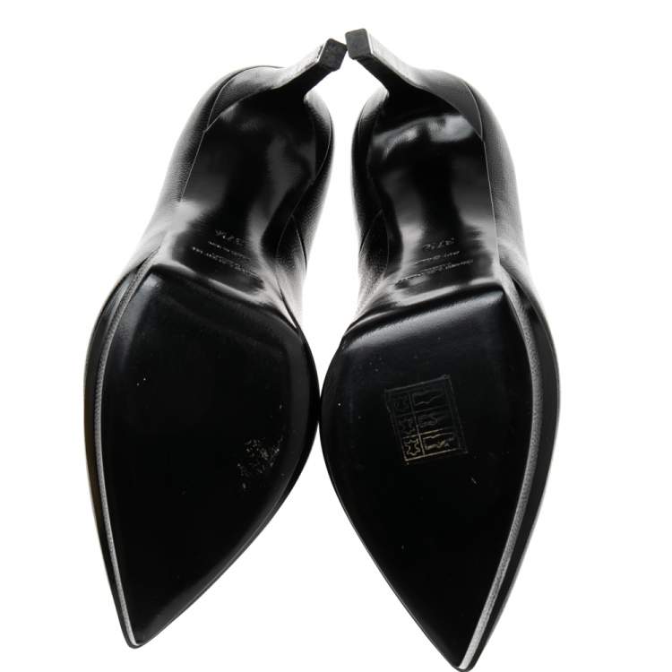 Pre Owned Saint Laurent Black Leather Anja Pointed Toe Pumps Size 37.5