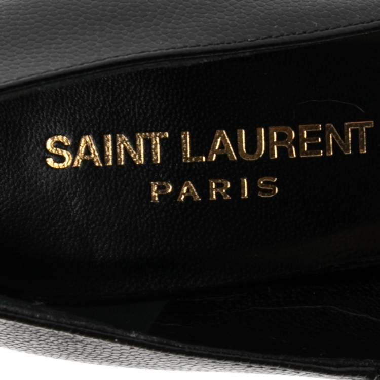 Pre Owned Saint Laurent Black Leather Anja Pointed Toe Pumps Size 37.5