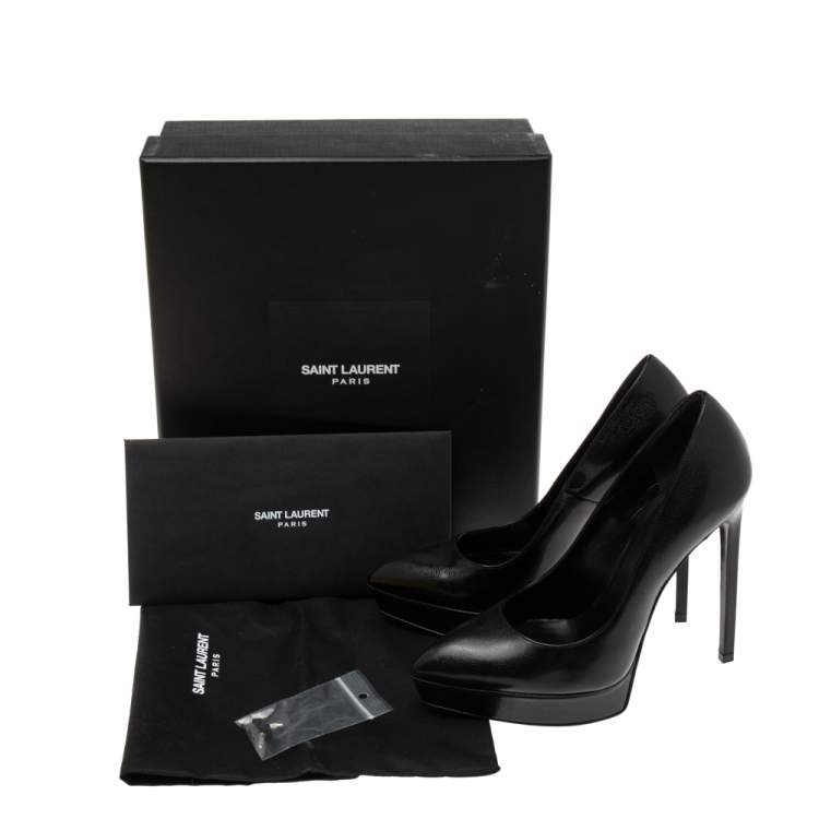 Pre Owned Saint Laurent Black Leather Anja Pointed Toe Pumps Size 37.5