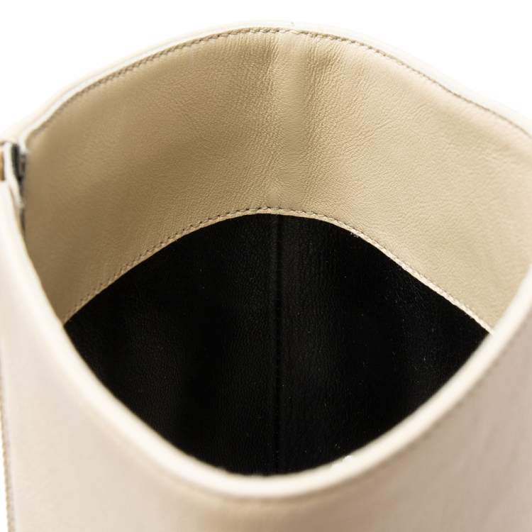 Pre Owned Saint Laurent Cream Length Knee Length Platform Boots Size 38.5
