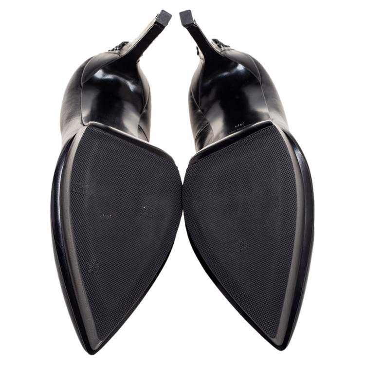 Pre Owned Saint Laurent Black Leather Lace-Up Janis Platform Pumps Size 36