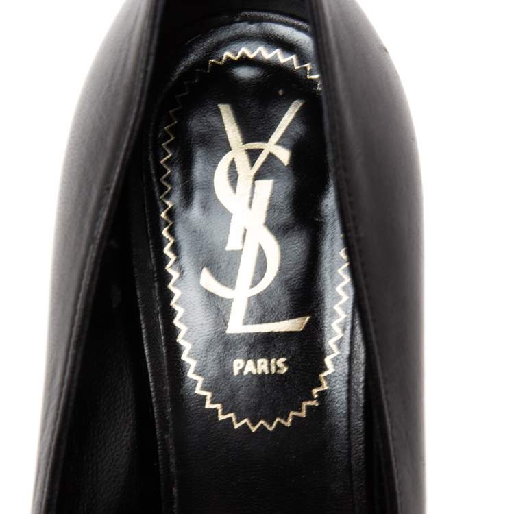مملوكة مسبقًا Saint Laurent Black  Leather Tribtoo Platform Pumps Size 36