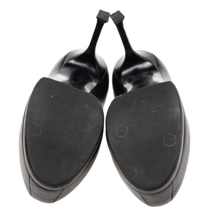مملوكة مسبقًا Saint Laurent Black  Leather Tribtoo Platform Pumps Size 36