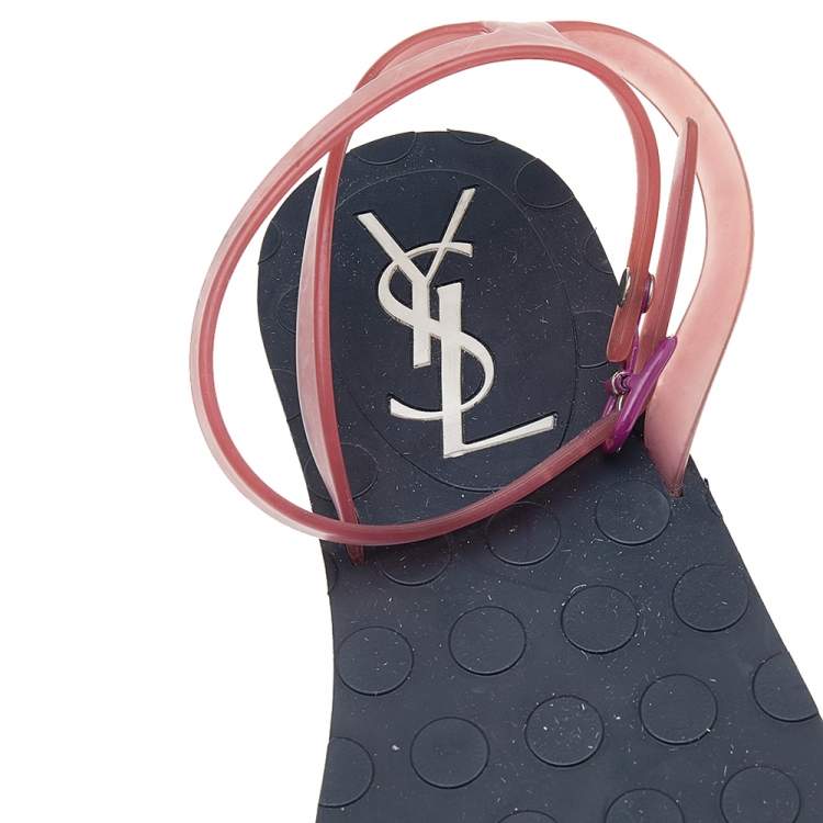 مملوكة مسبقًا Saint Laurent Black Jelly Thong Flats Size 37