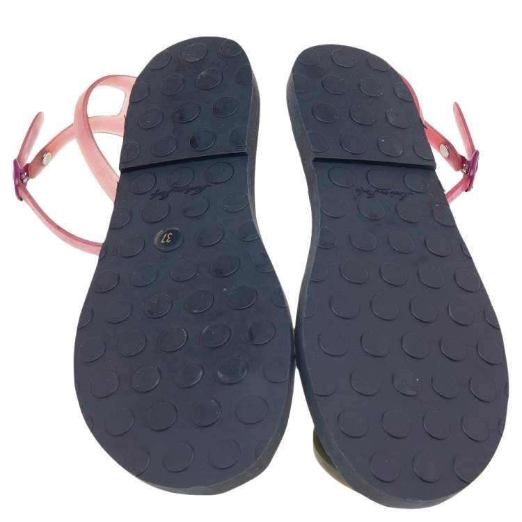 مملوكة مسبقًا Saint Laurent Black Jelly Thong Flats Size 37