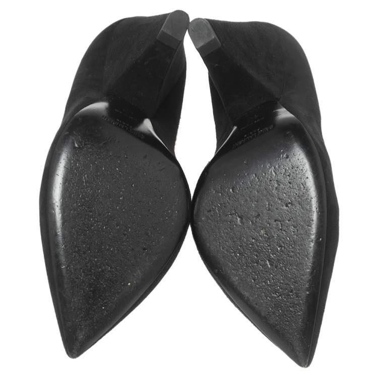 Pre Owned Saint Laurent Black Suede Platform Block Pumps Size 40