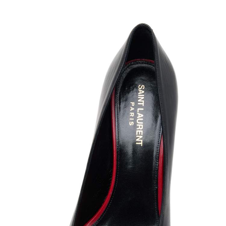 Pre Owned Saint Laurent Black Leather Anja Pointed Toe Pumps Size 38.5
