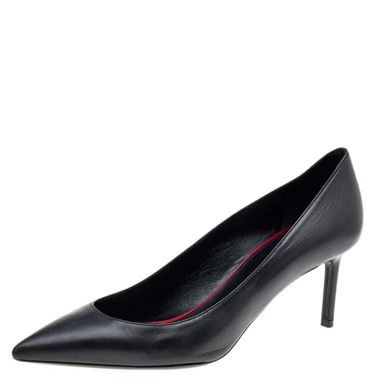 Pre Owned Saint Laurent Black Leather Anja Pointed Toe Pumps Size 38.5