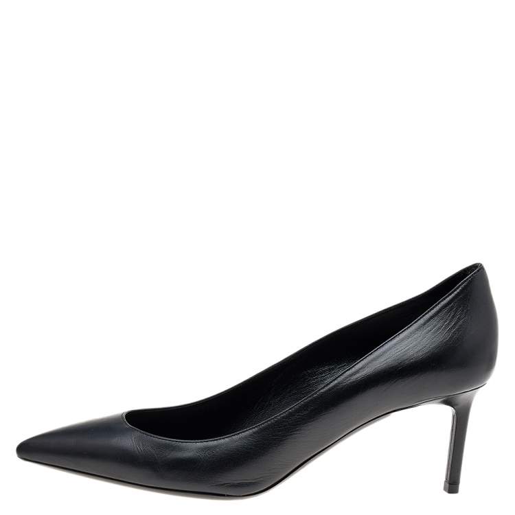 Pre Owned Saint Laurent Black Leather Anja Pointed Toe Pumps Size 38.5