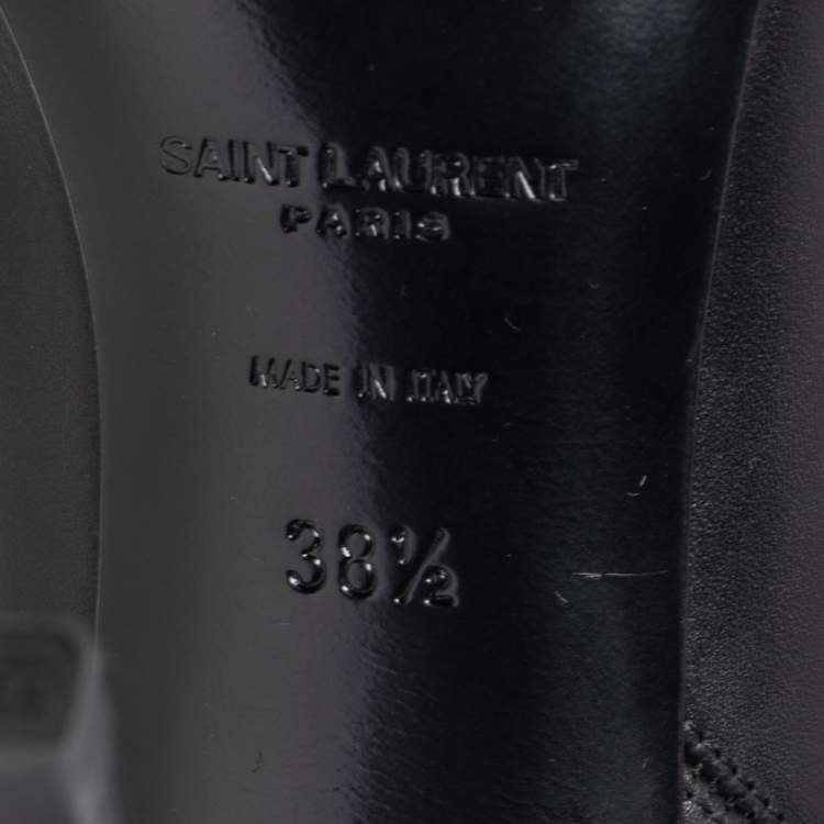 Pre Owned Saint Laurent Black Leather  Pointed Toe Ankle Boots Size 38.5