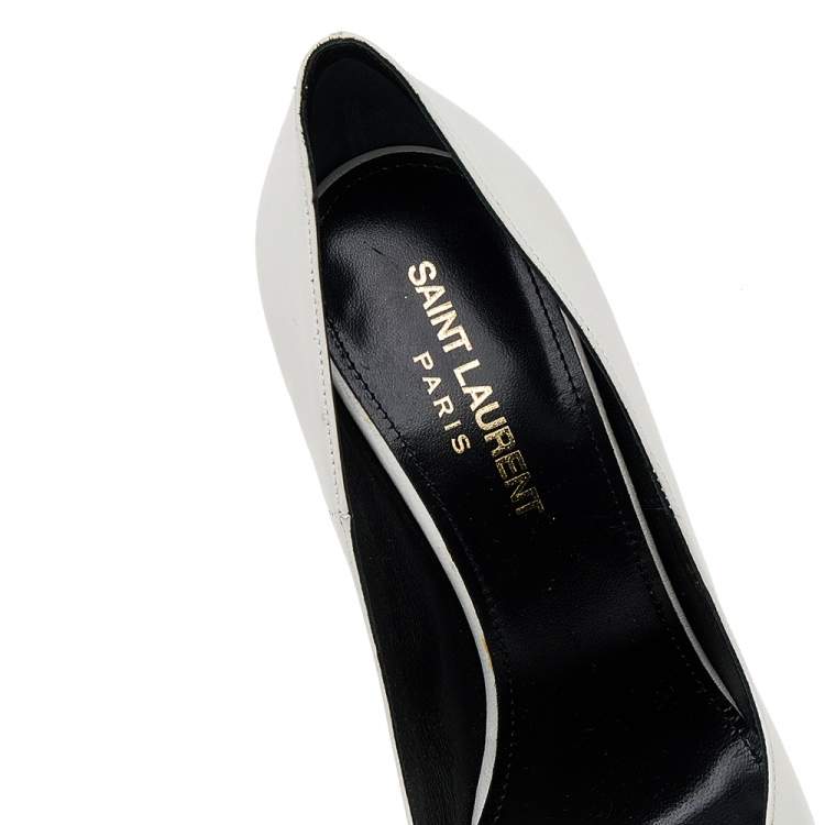 Pre Owned Saint Laurent White Leather Pointed Toe Pumps Size 36