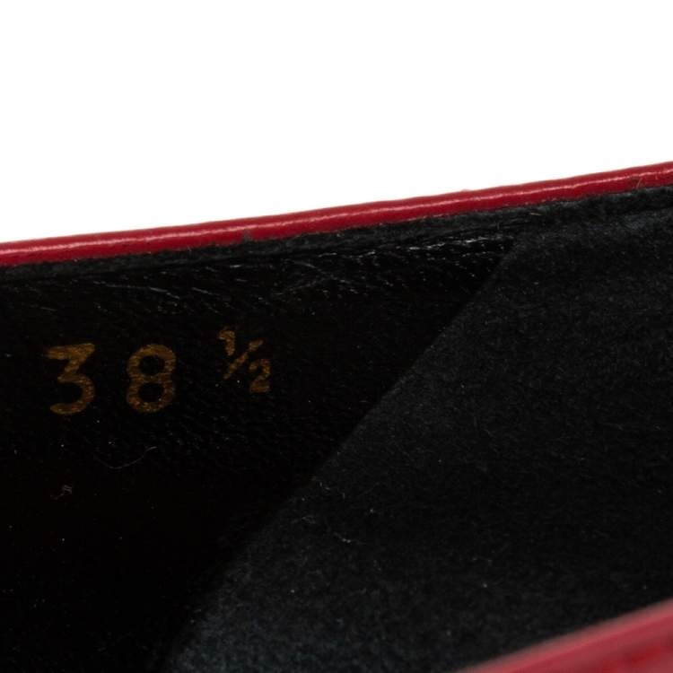 Pre Owned Saint Laurent Red Leather Tribtoo  Pumps Size 38.5