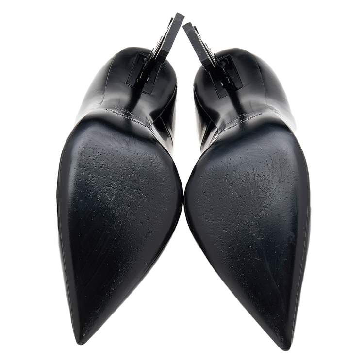 Pre Owned Saint Laurent Black Patent Leather Opyum Pointed Toe Pumps Size 41.5