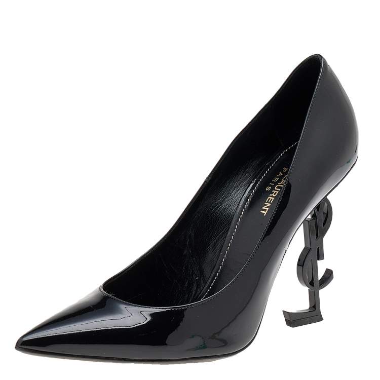 Pre Owned Saint Laurent Black Patent Leather Opyum Pointed Toe Pumps Size 41.5
