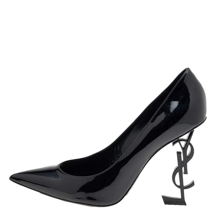 Pre Owned Saint Laurent Black Patent Leather Opyum Pointed Toe Pumps Size 41.5