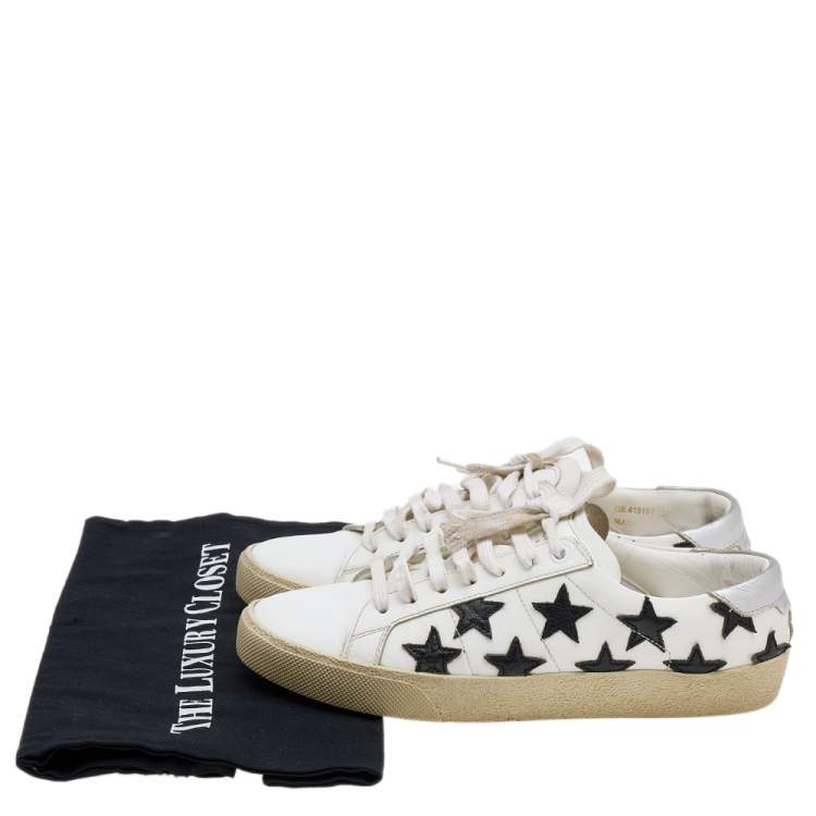 مملوكة مسبقًا Saint Laurent White/Black Leather Star Court Classic California Sneakers Size 38.5